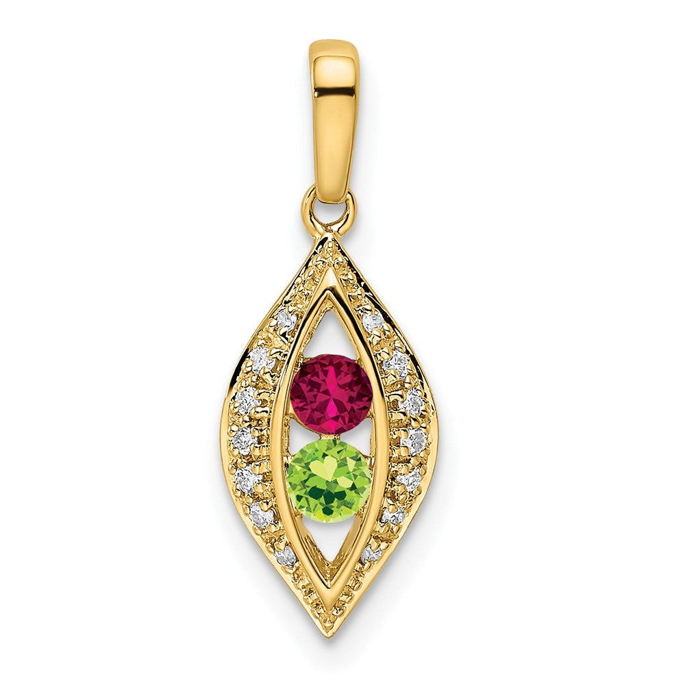 14K Family Jewelry Synthetic Stone & Diamond Set Pendant