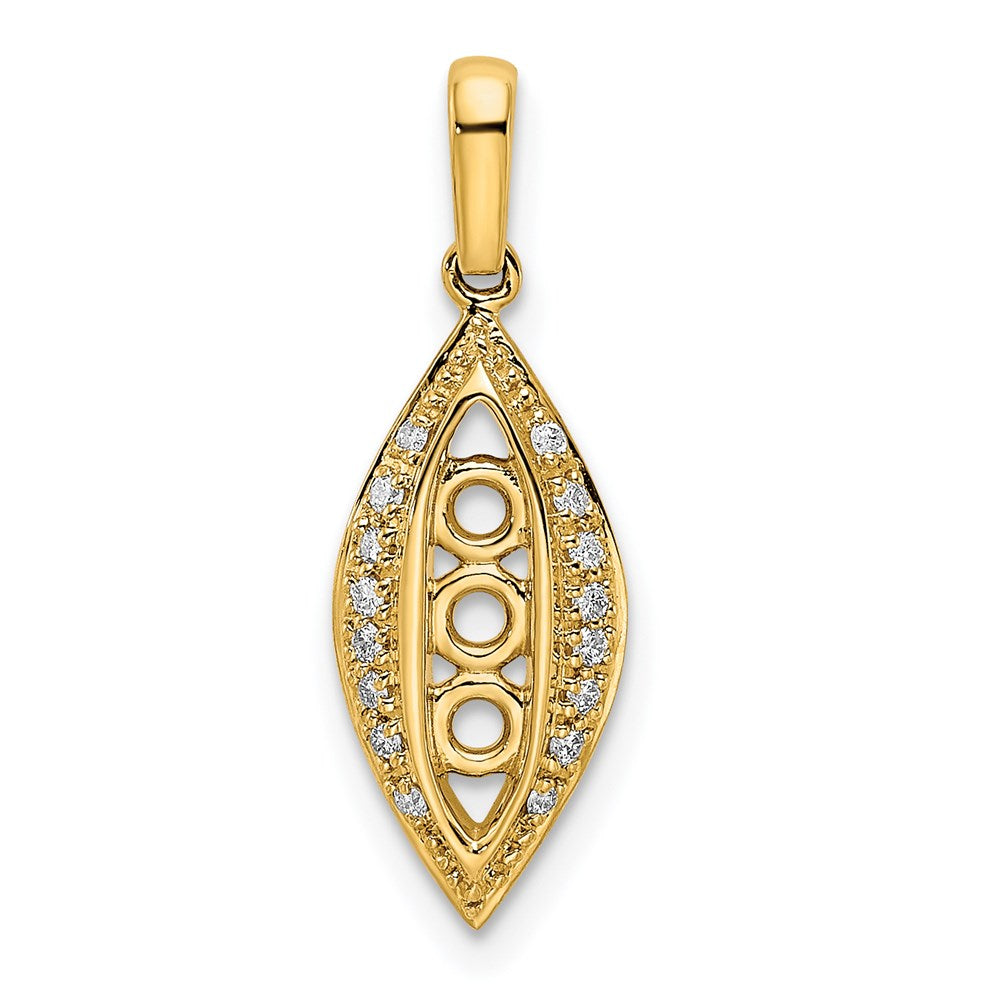 14K Family Jewelry Synthetic Stone & Diamond Set Pendant