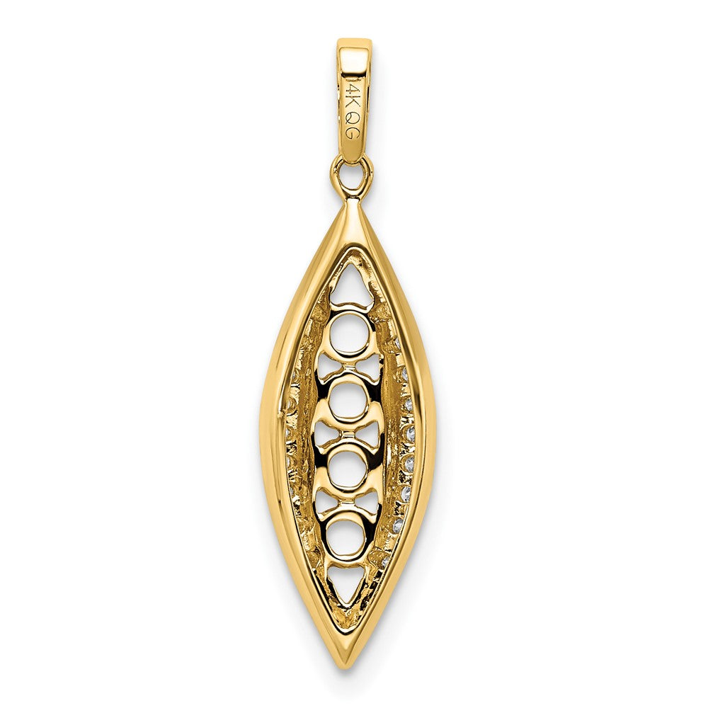 14K Family Jewelry Synthetic Stone & Diamond Set Pendant
