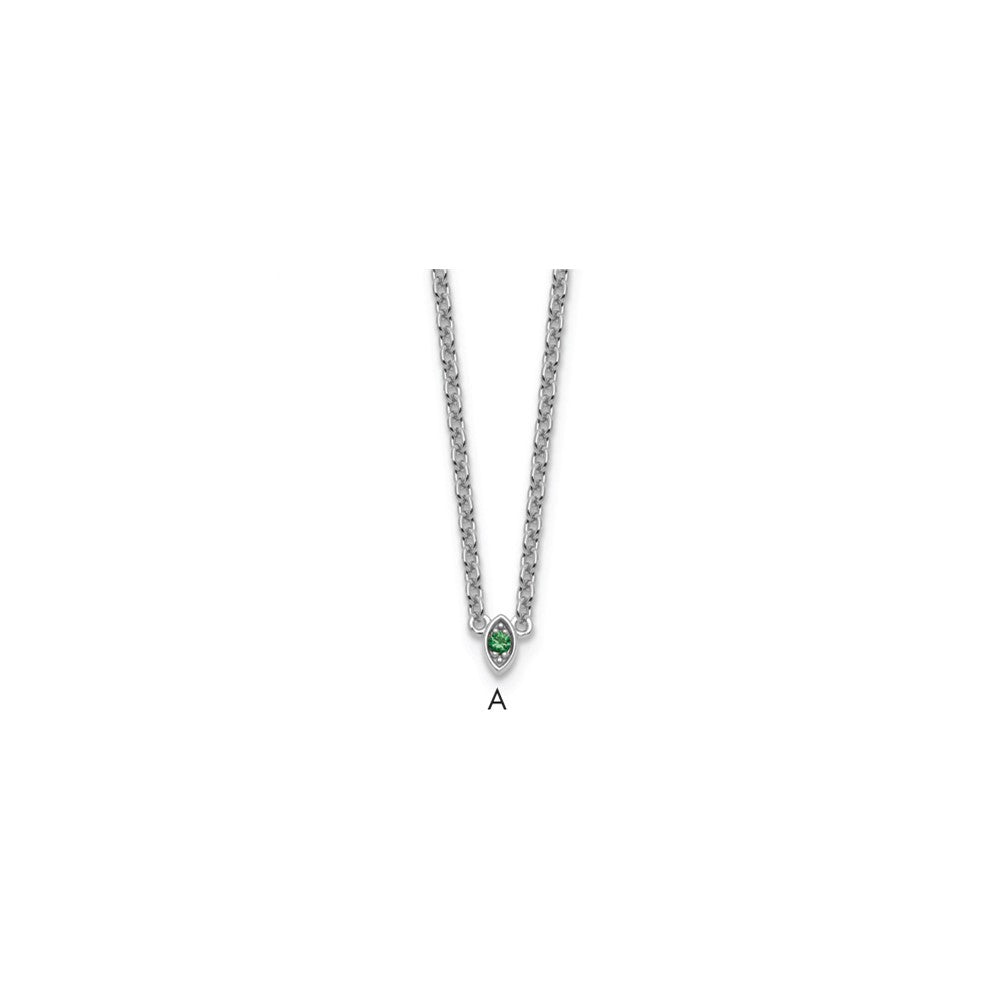 14k White Gold 1 Synthetic Birthstone Mother's Necklace