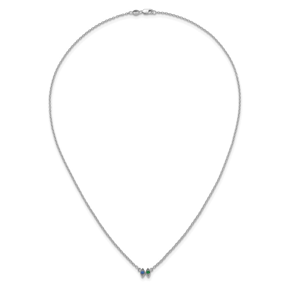 14k White Gold 2 Genuine Birthstone Mother's Necklace