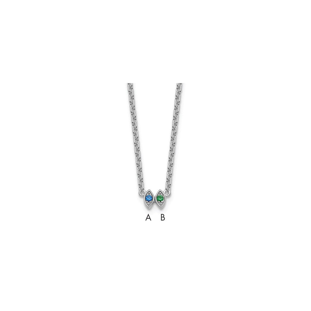 14k White Gold 2 Birthstone Mother's Necklace Mounting