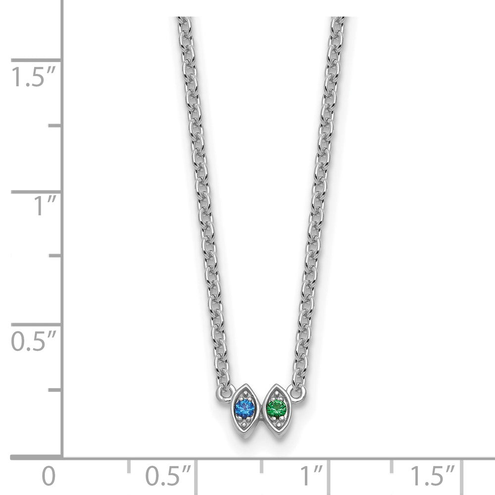 14k White Gold 2 Birthstone Mother's Necklace Mounting