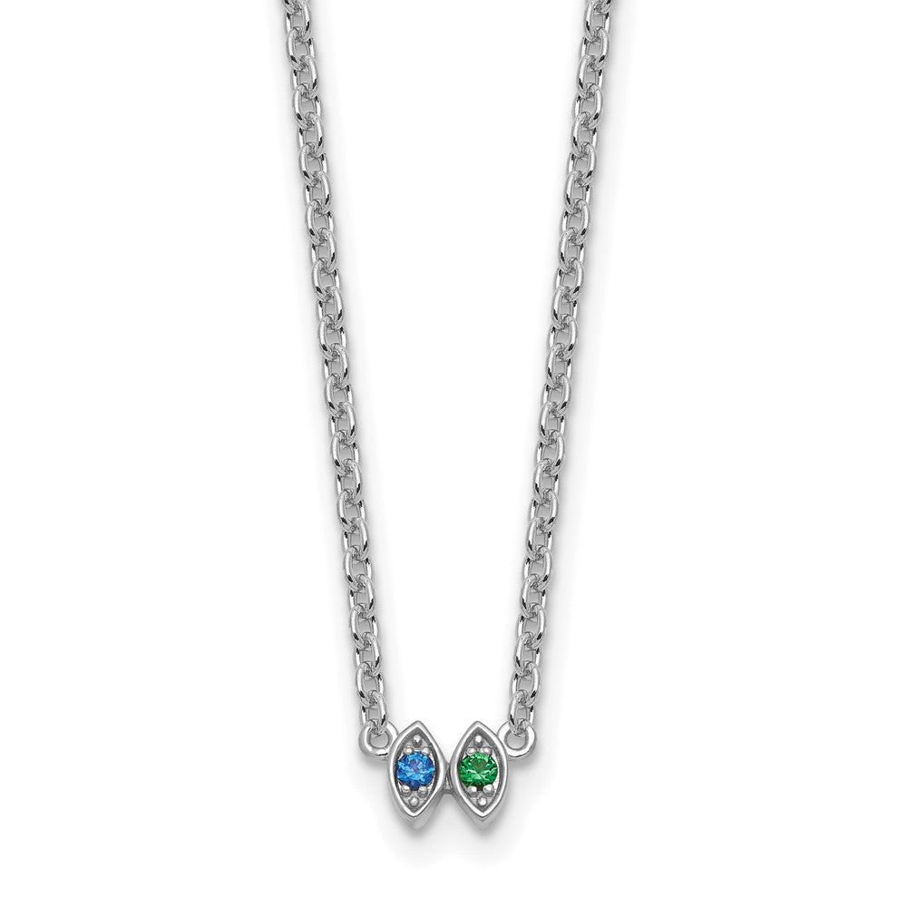 14k White Gold 2 Synthetic Birthstone Mother's Necklace