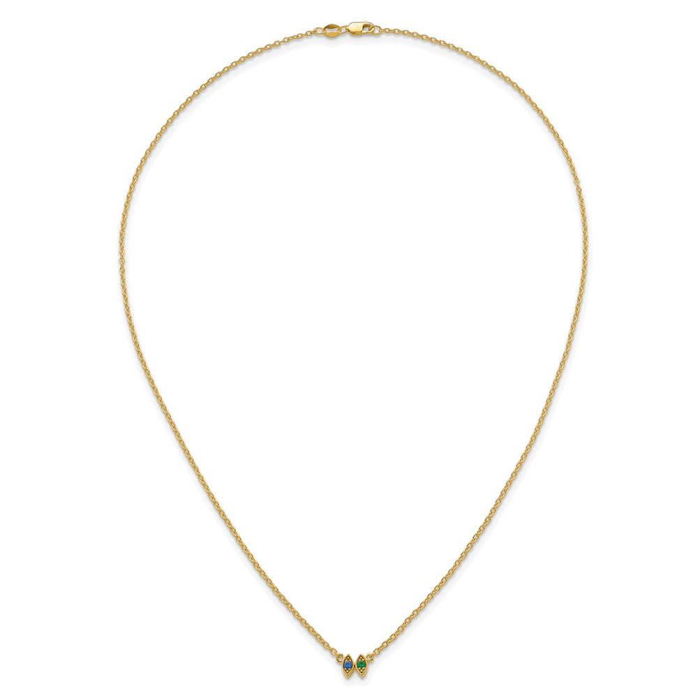 14k 2 Genuine Birthstone Mother's Necklace