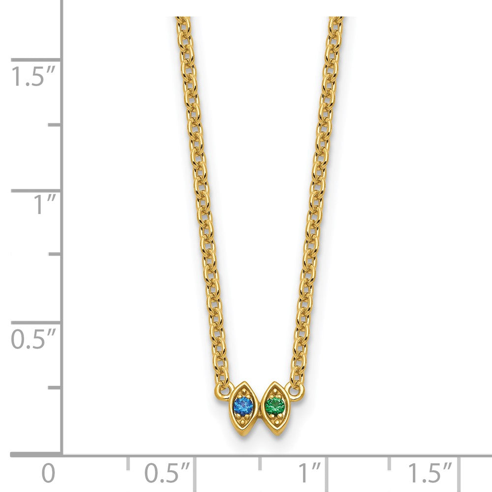 14k 2 Synthetic Birthstone Mother's Necklace