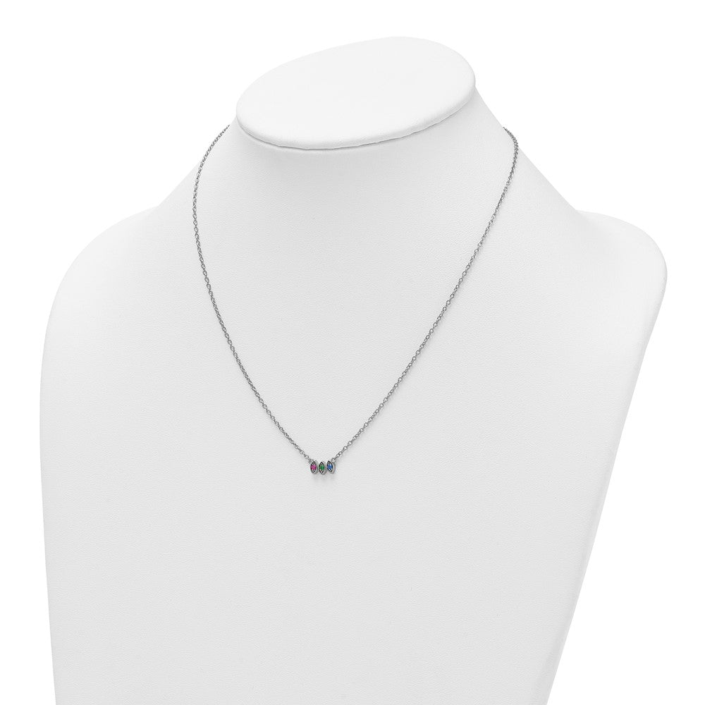 14k White Gold 3 Genuine Birthstone Mother's Necklace