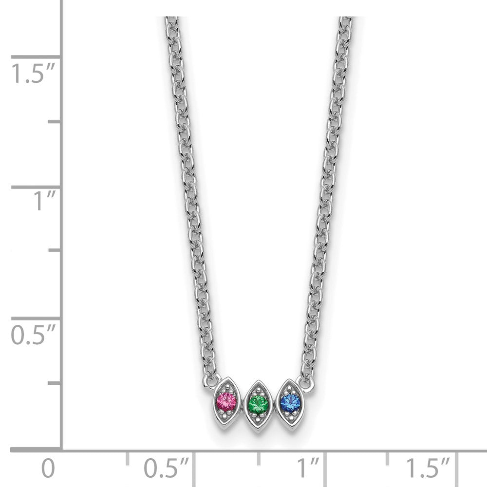 14k White Gold 3 Genuine Birthstone Mother's Necklace