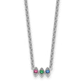 14k White Gold 3 Genuine Birthstone Mother's Necklace