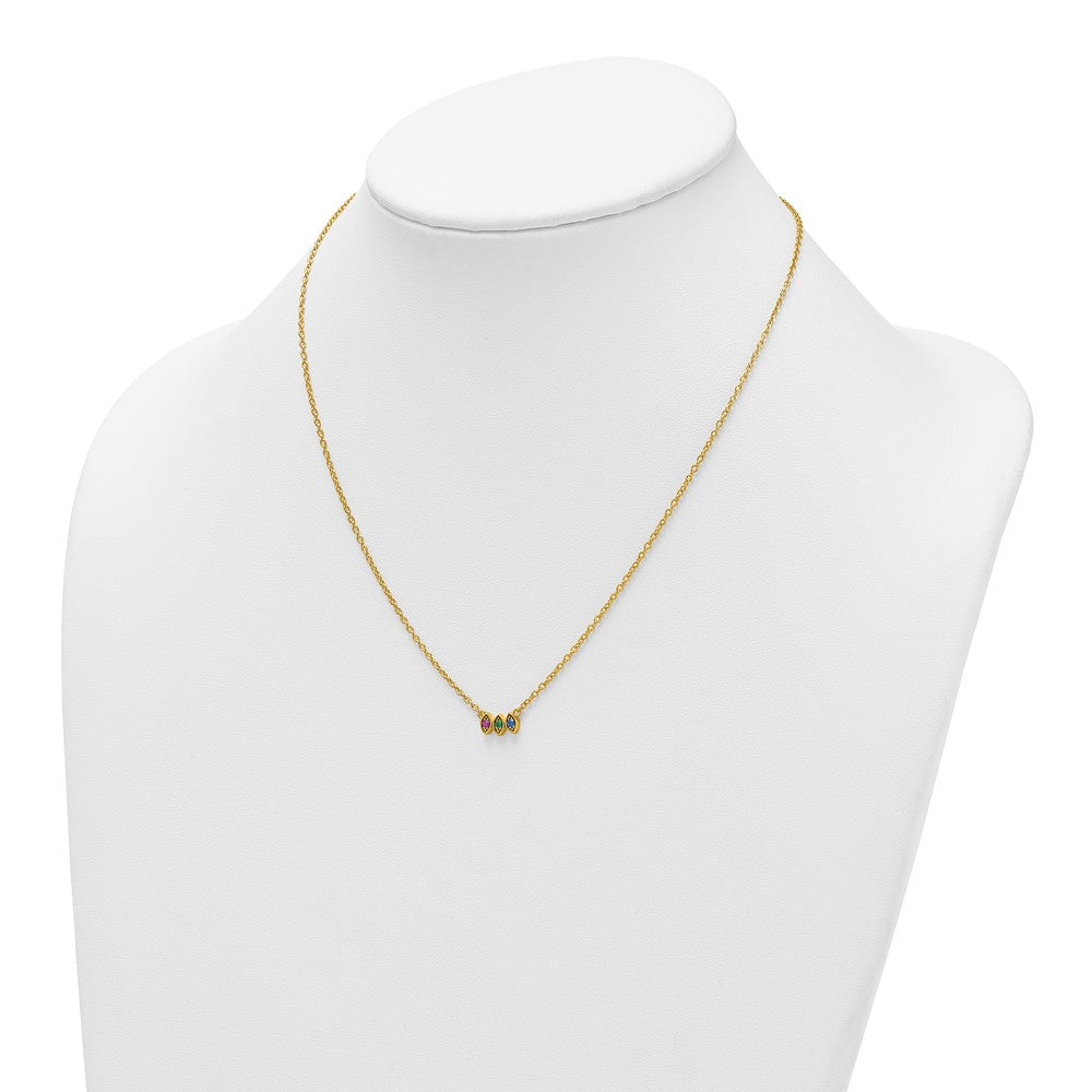 14k 3 Synthetic Birthstone Mother's Necklace