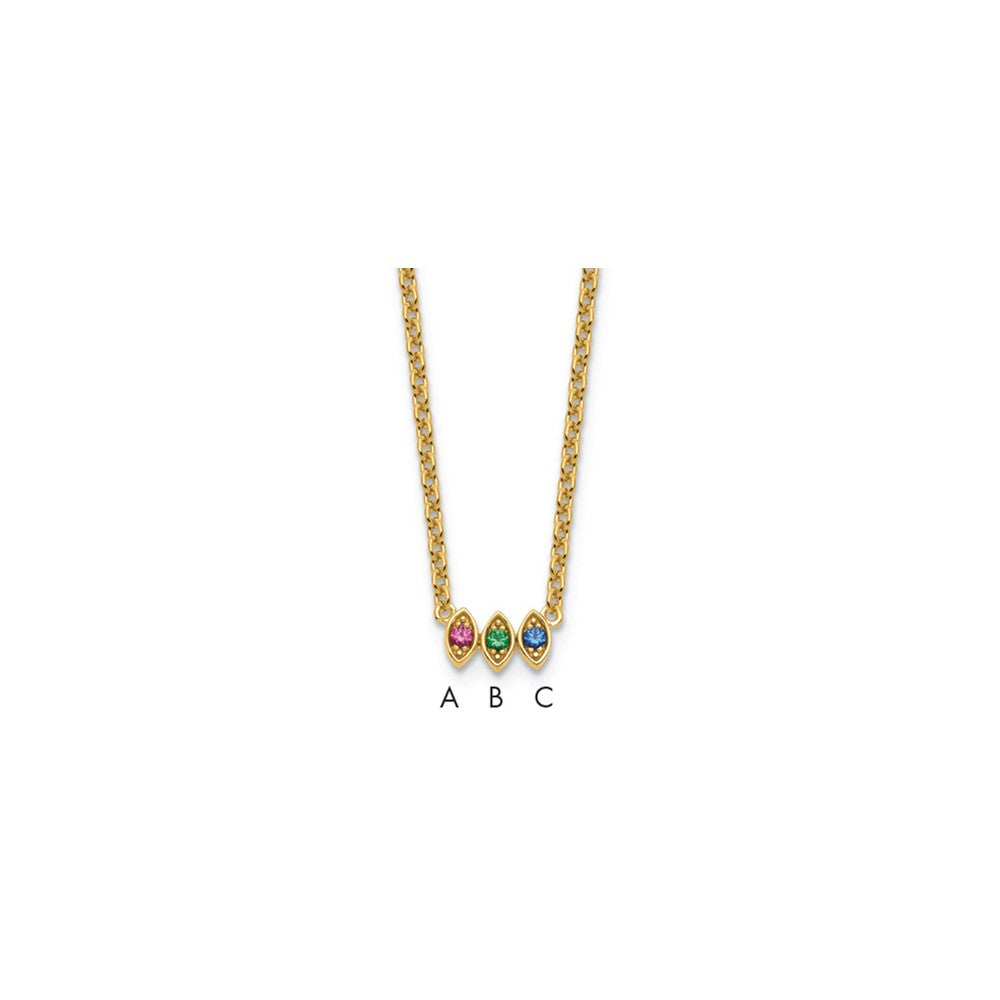 14k 3 Synthetic Birthstone Mother's Necklace