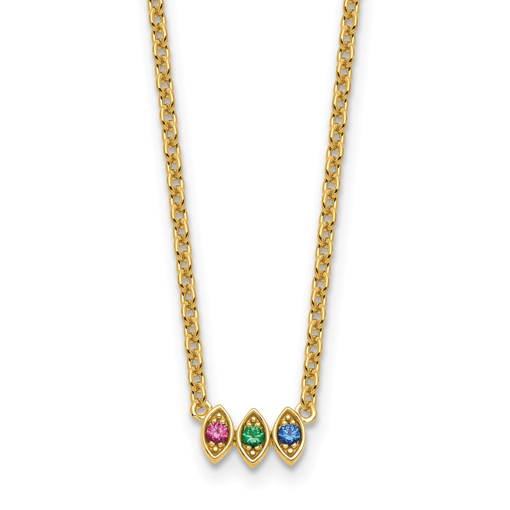14k 3 Synthetic Birthstone Mother's Necklace