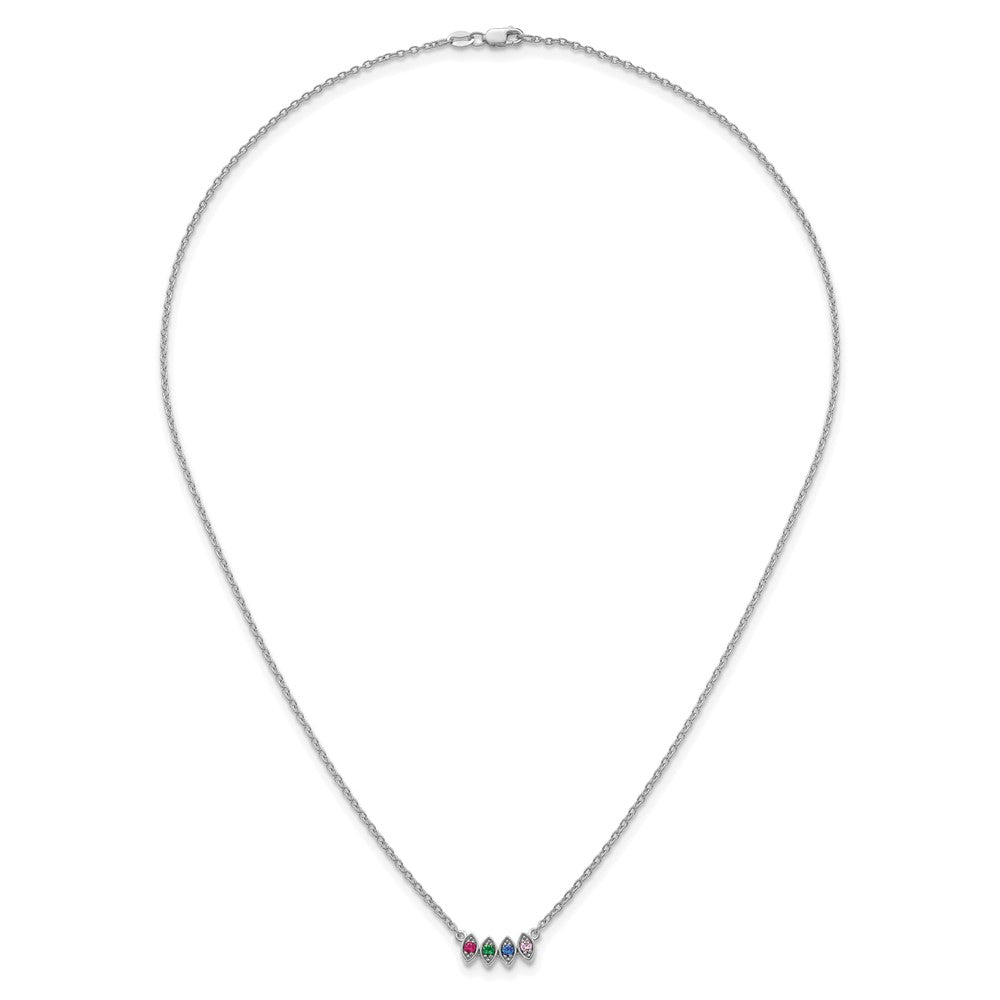 14k White Gold 4 Synthetic Birthstone Mother's Necklace