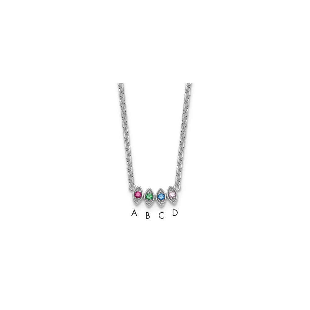 14k White Gold 4 Genuine Birthstone Mother's Necklace