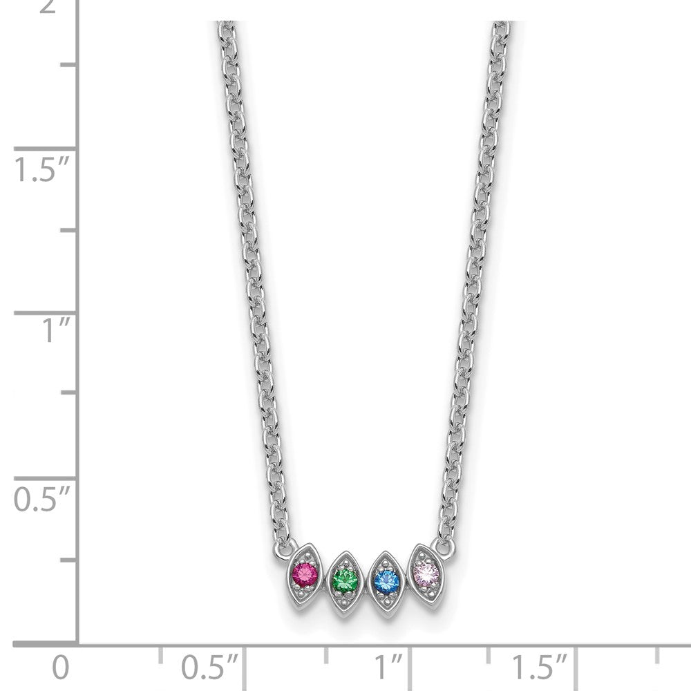 14k White Gold 4 Synthetic Birthstone Mother's Necklace