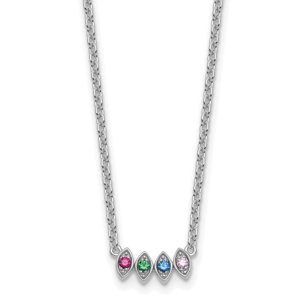 14k White Gold 4 Synthetic Birthstone Mother's Necklace