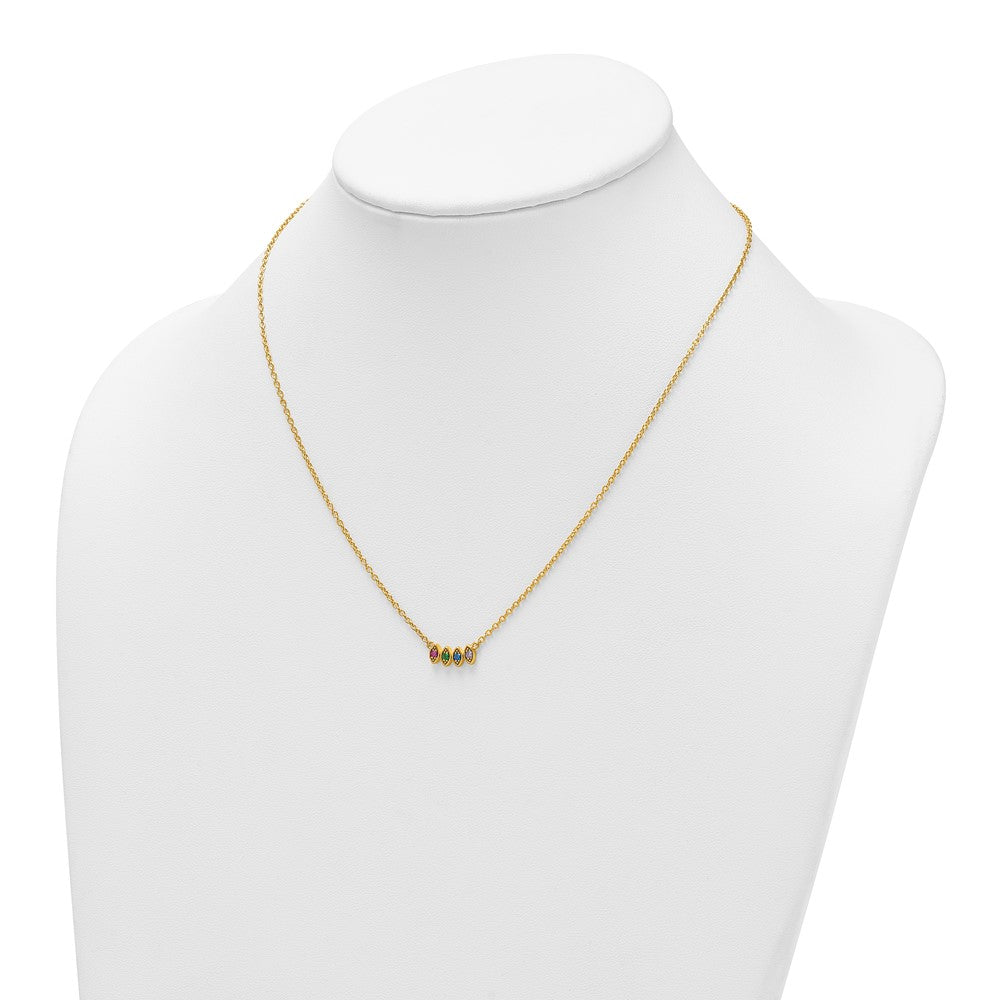 14k 4 Synthetic Birthstone Mother's Necklace