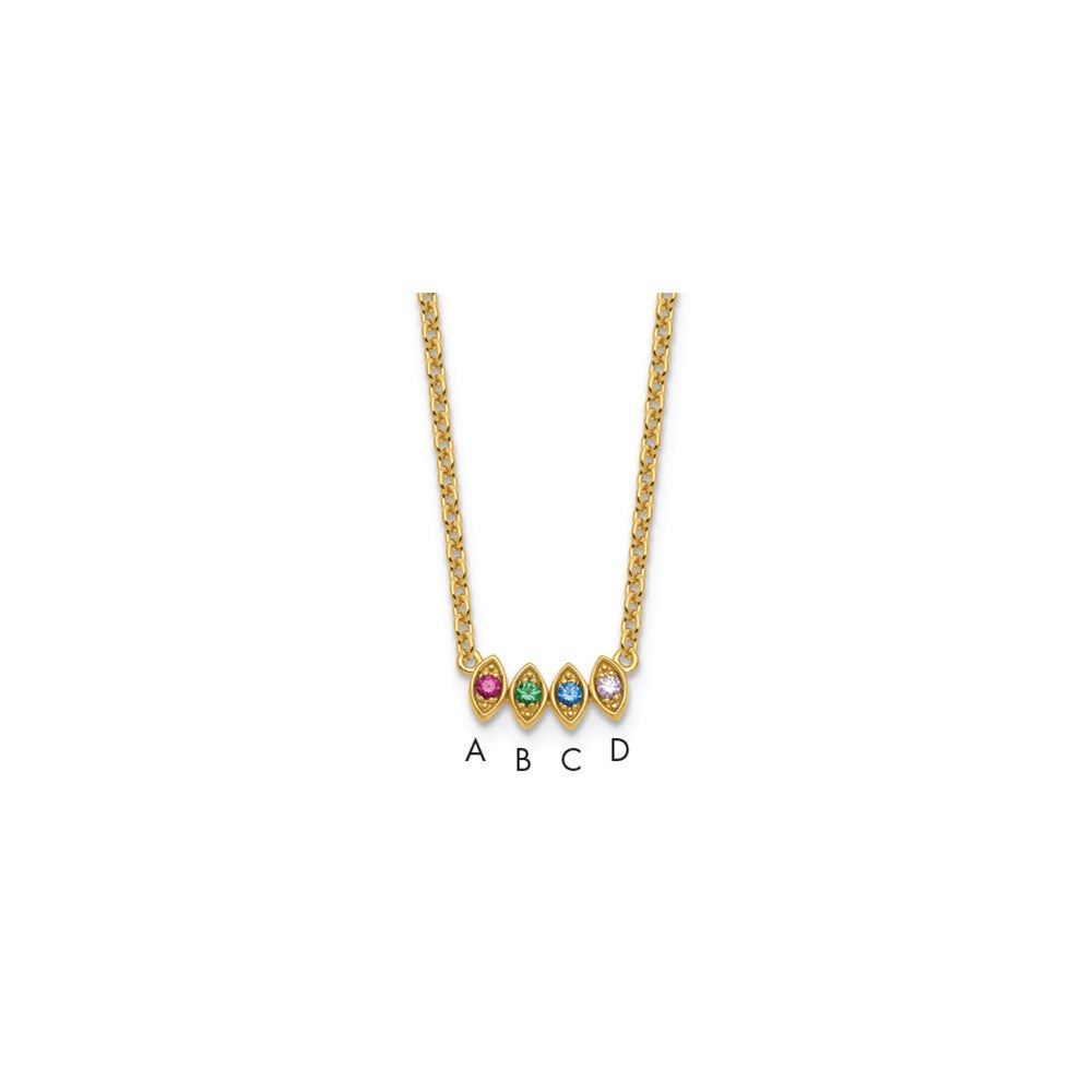 14k 4 Synthetic Birthstone Mother's Necklace