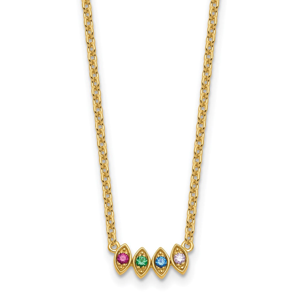 14k 4 Genuine Birthstone Mother's Necklace
