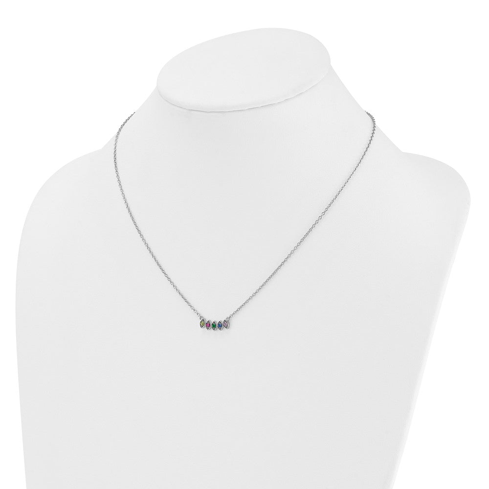 14k White Gold 5 Synthetic Birthstone Mother's Necklace