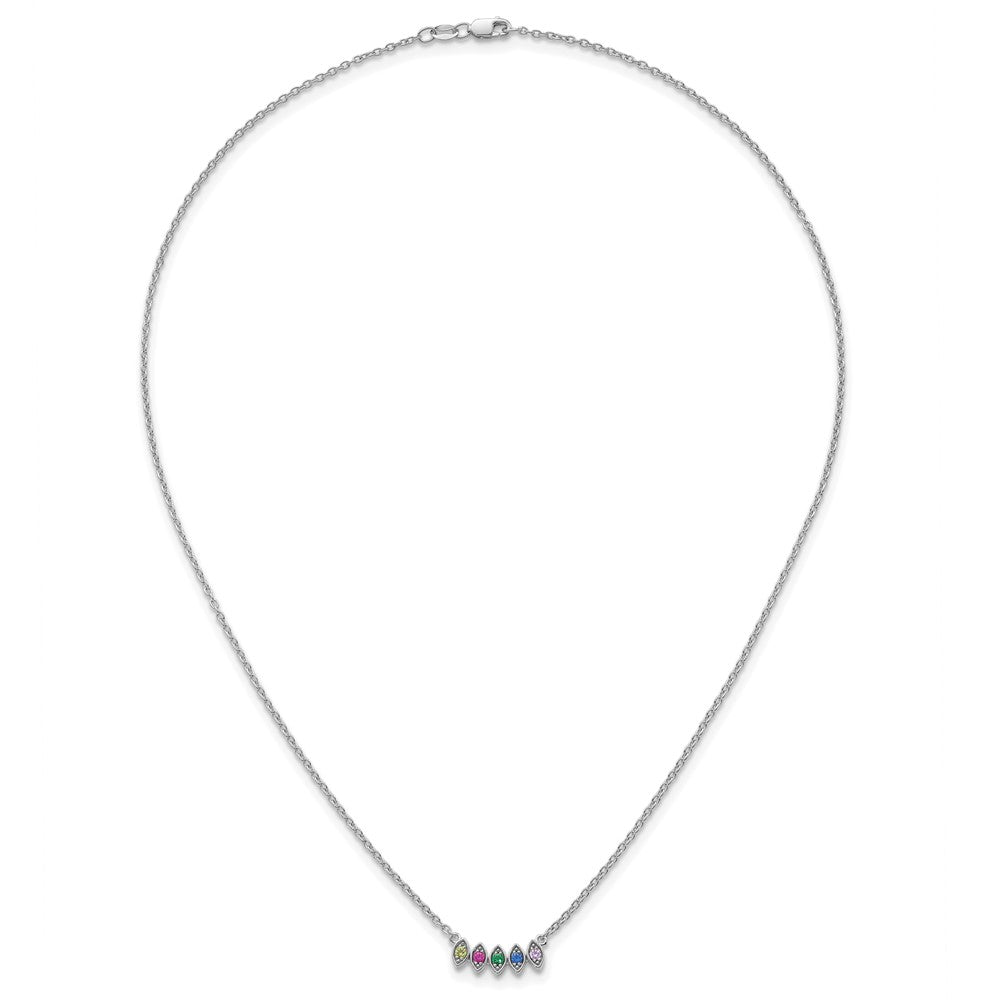 14k White Gold 5 Genuine Birthstone Mother's Necklace