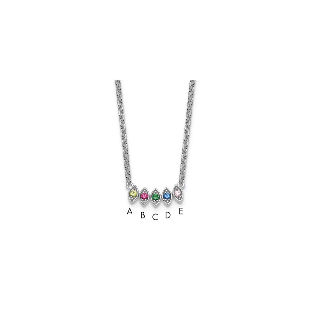 14k White Gold 5 Synthetic Birthstone Mother's Necklace
