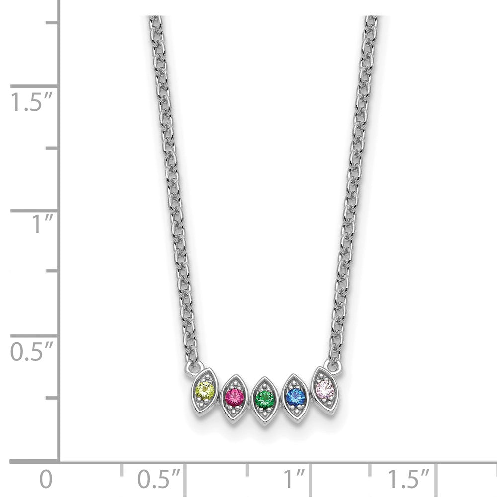 14k White Gold 5 Synthetic Birthstone Mother's Necklace
