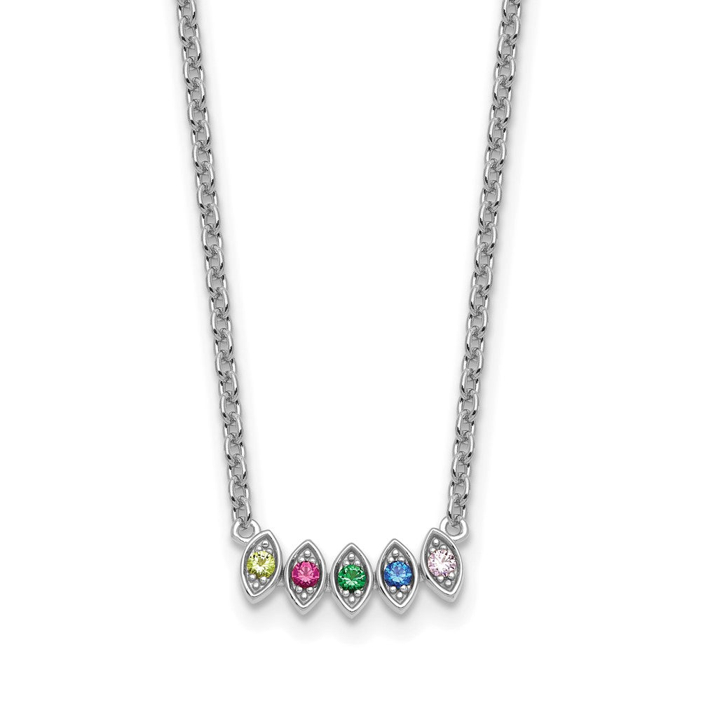 14k White Gold 5 Genuine Birthstone Mother's Necklace