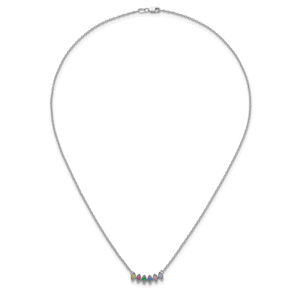 14k White Gold 6 Synthetic Birthstone Mother's Necklace