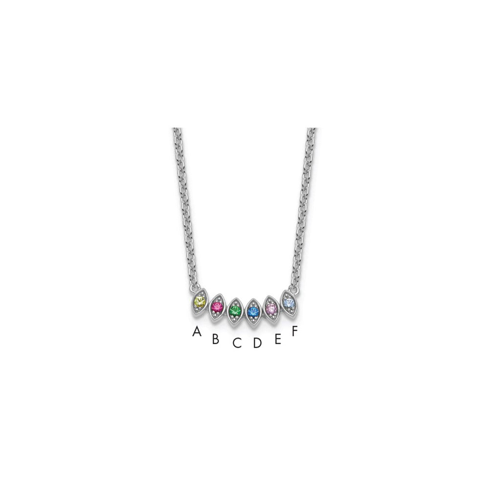 14k White Gold 6 Genuine Birthstone Mother's Necklace