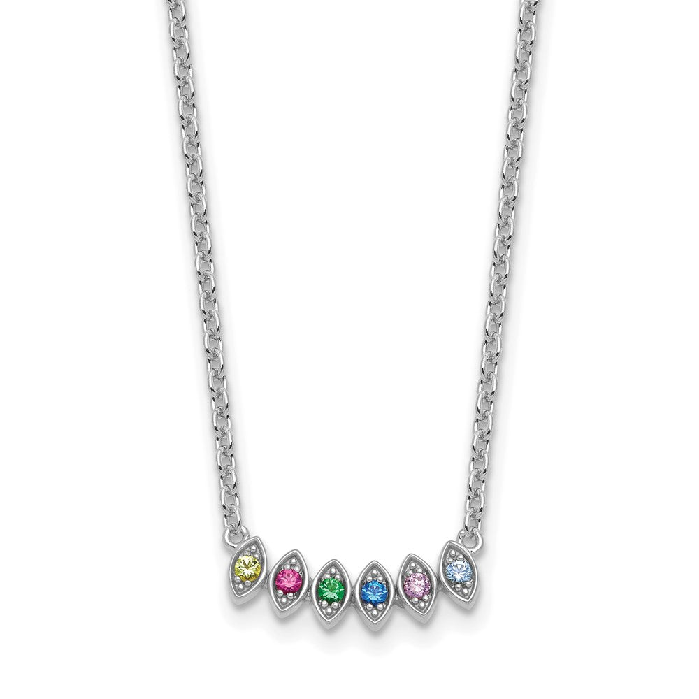 14k White Gold 6 Genuine Birthstone Mother's Necklace