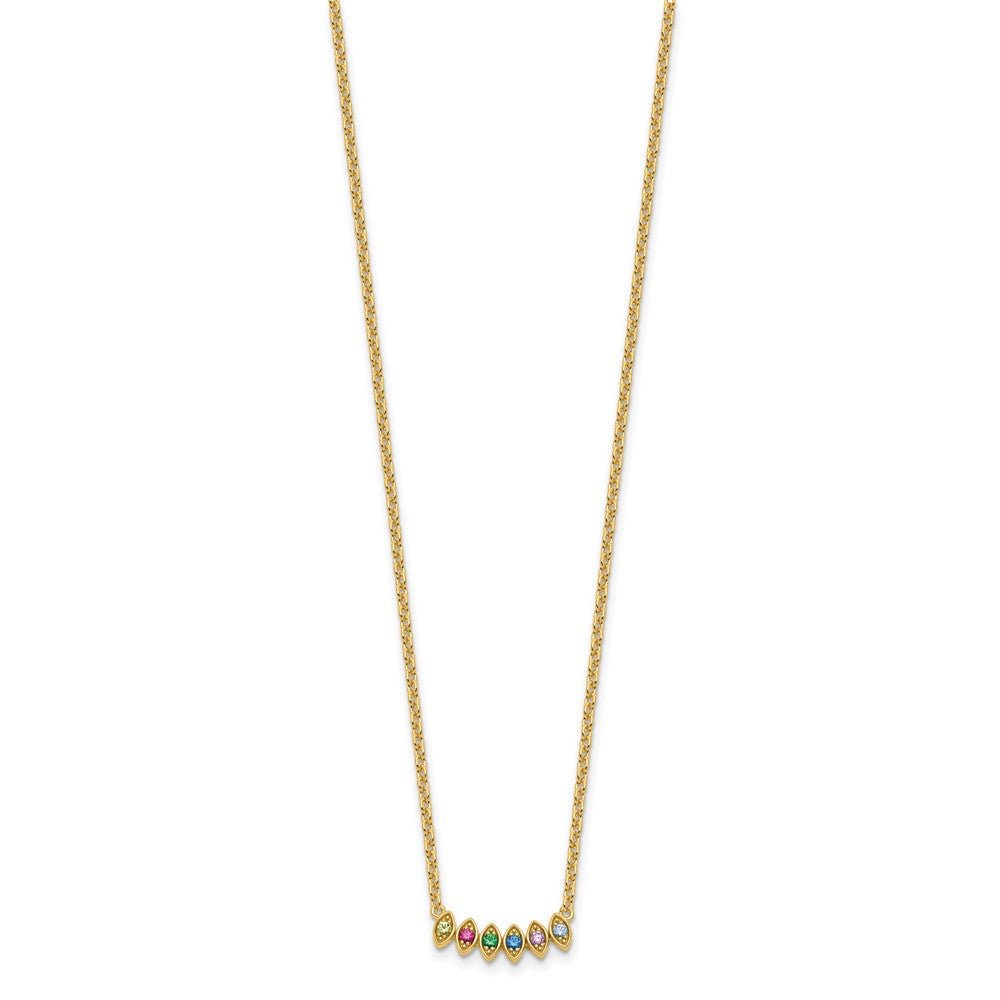 14k Synthetic 6 Birthstone Mother's Necklace