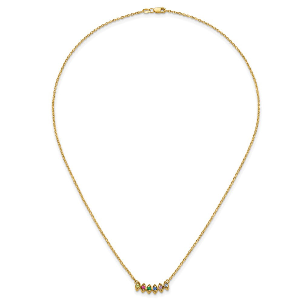 14k Synthetic 6 Birthstone Mother's Necklace