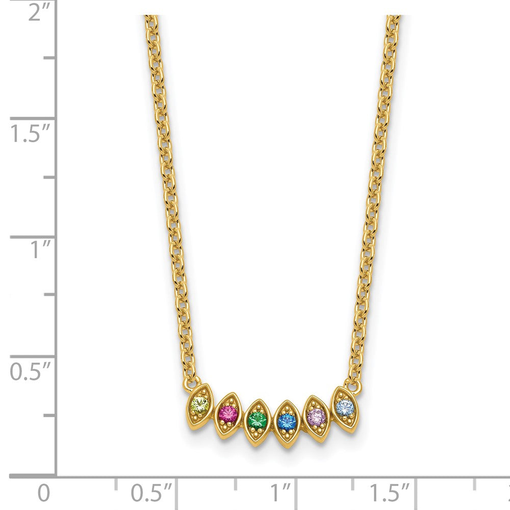 14k Synthetic 6 Birthstone Mother's Necklace
