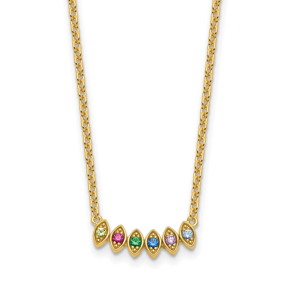 14k Synthetic 6 Birthstone Mother's Necklace