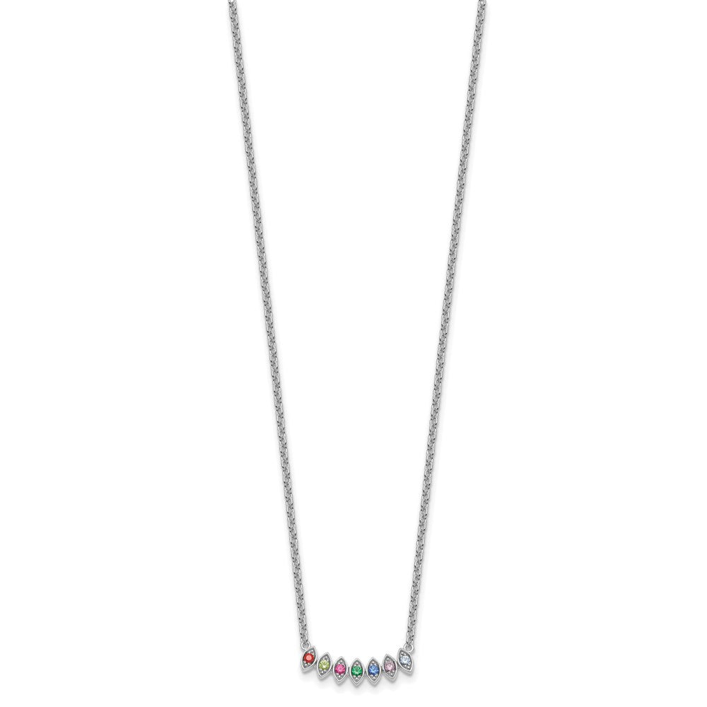 14k White Gold 7 Synthetic Birthstone Mother's Necklace