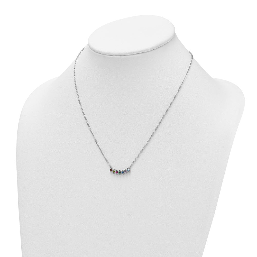 14k White Gold 7 Synthetic Birthstone Mother's Necklace