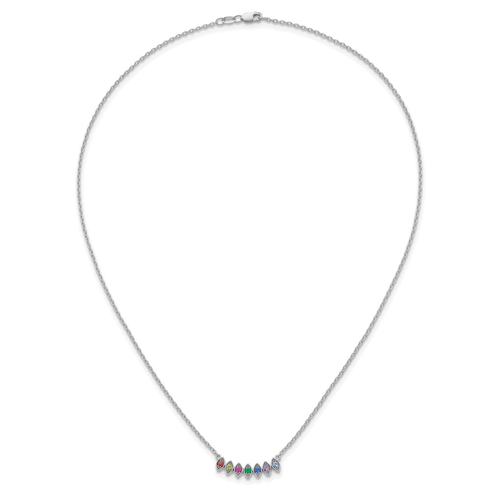 14k White Gold 7 Synthetic Birthstone Mother's Necklace