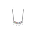 14k White Gold 7 Synthetic Birthstone Mother's Necklace