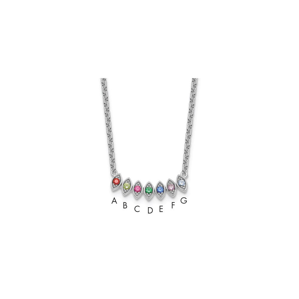 14k White Gold 7 Synthetic Birthstone Mother's Necklace