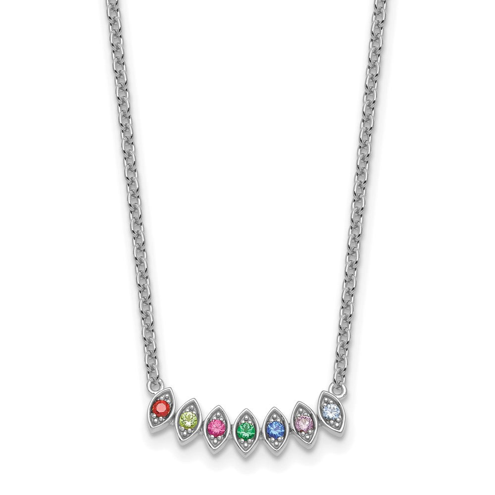 14k White Gold 7 Synthetic Birthstone Mother's Necklace