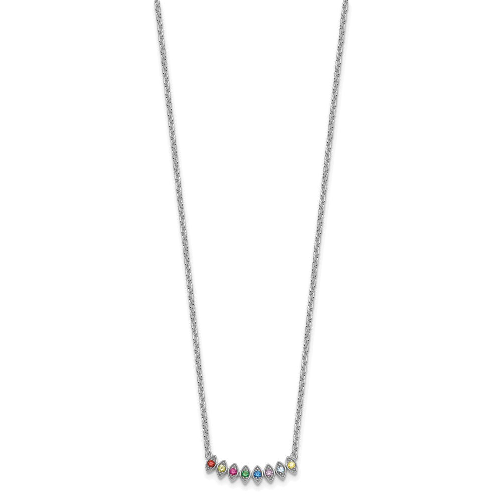 14k White Gold 8 Genuine Birthstone Mother's Necklace