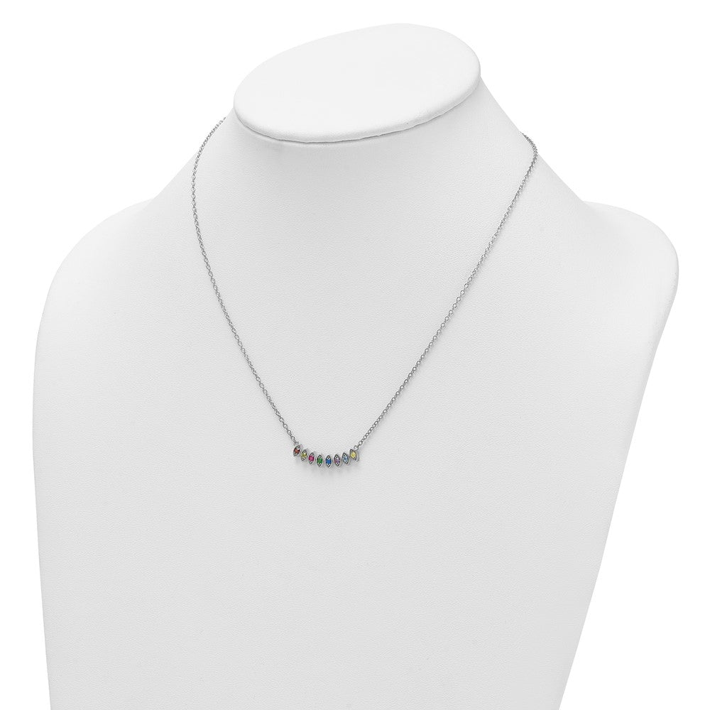 14k White Gold 8 Genuine Birthstone Mother's Necklace