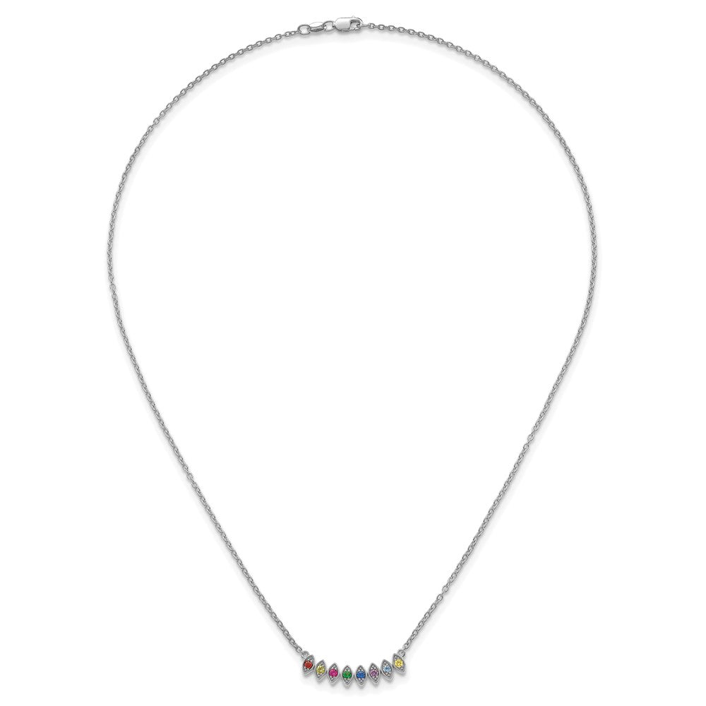 14k White Gold 8 Genuine Birthstone Mother's Necklace
