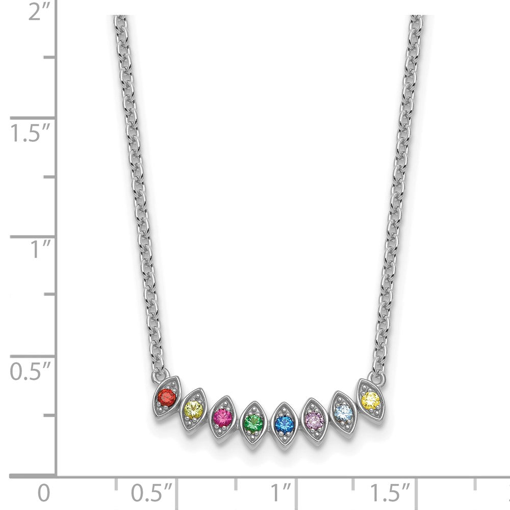 14k White Gold 8 Synthetic Birthstone Mother's Necklace