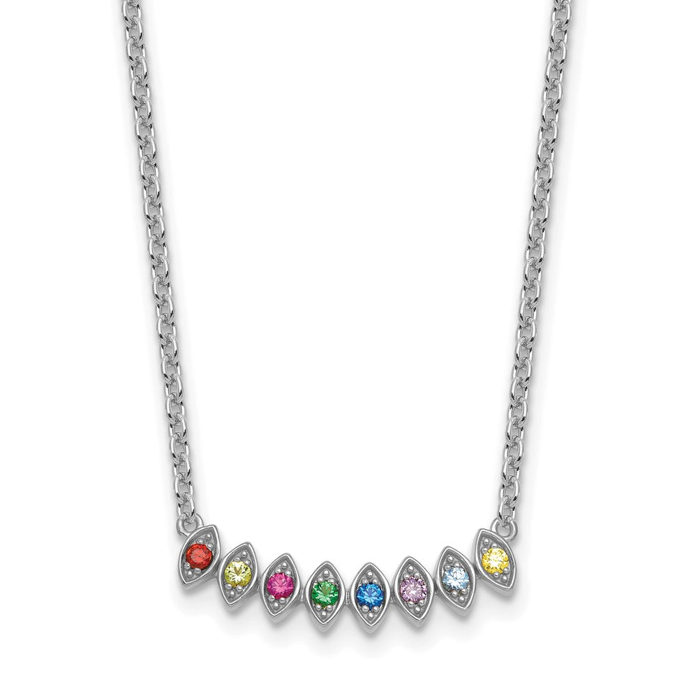 14k White Gold 8 Synthetic Birthstone Mother's Necklace