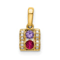 14K Family Jewelry Geniune Stone & Diamond Set Pendant