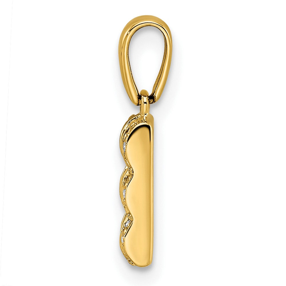 14K Family Jewelry Synthetic Stone & Diamond Set Pendant