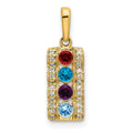 14K Family Jewelry Geniune Stone & Diamond Set Pendant