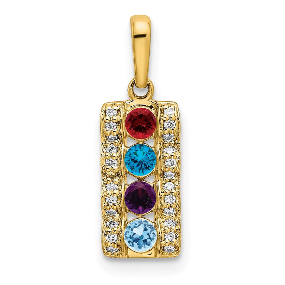 14K Family Jewelry Geniune Stone & Diamond Set Pendant